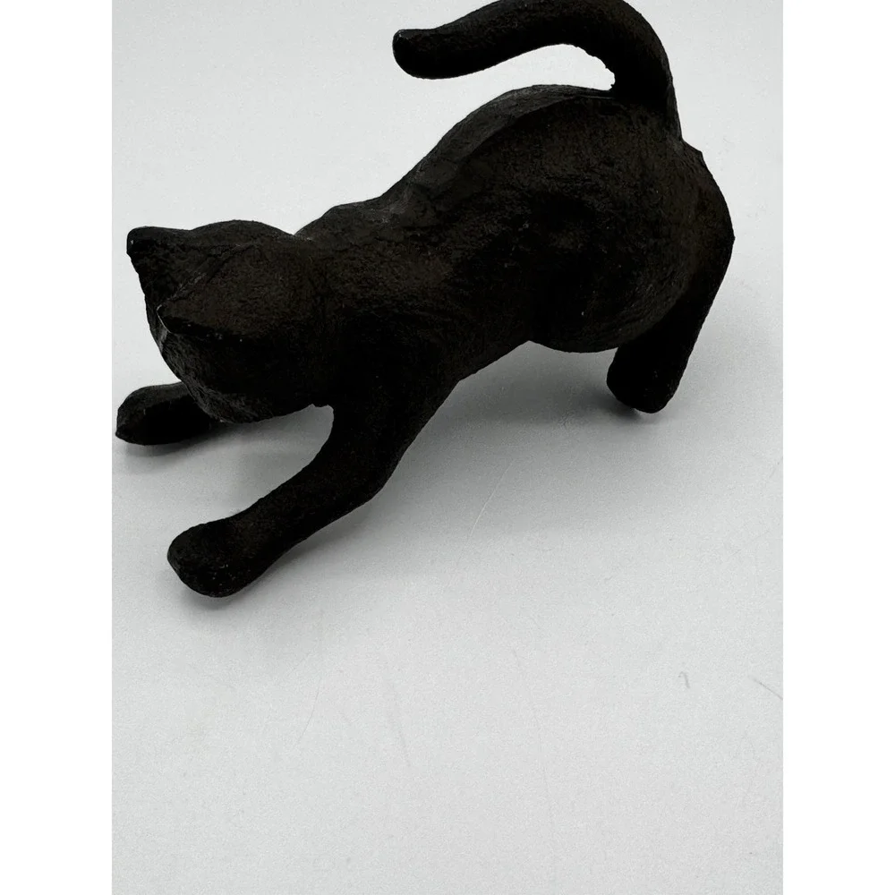 Cast Iron Cat Door Stop Black Matte Freestanding Decorative Metal EUC A12
